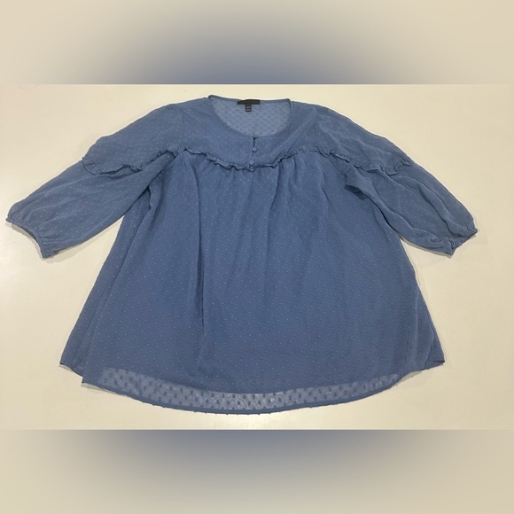 Lane Bryant Blue Boxy Blouse with Peter Pan Collar - Picture 1 of 7
